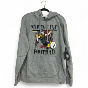 NWT Men's '47 Gray Pittsburgh Steelers Regional Headline Pullover Hoodie Size Lg
